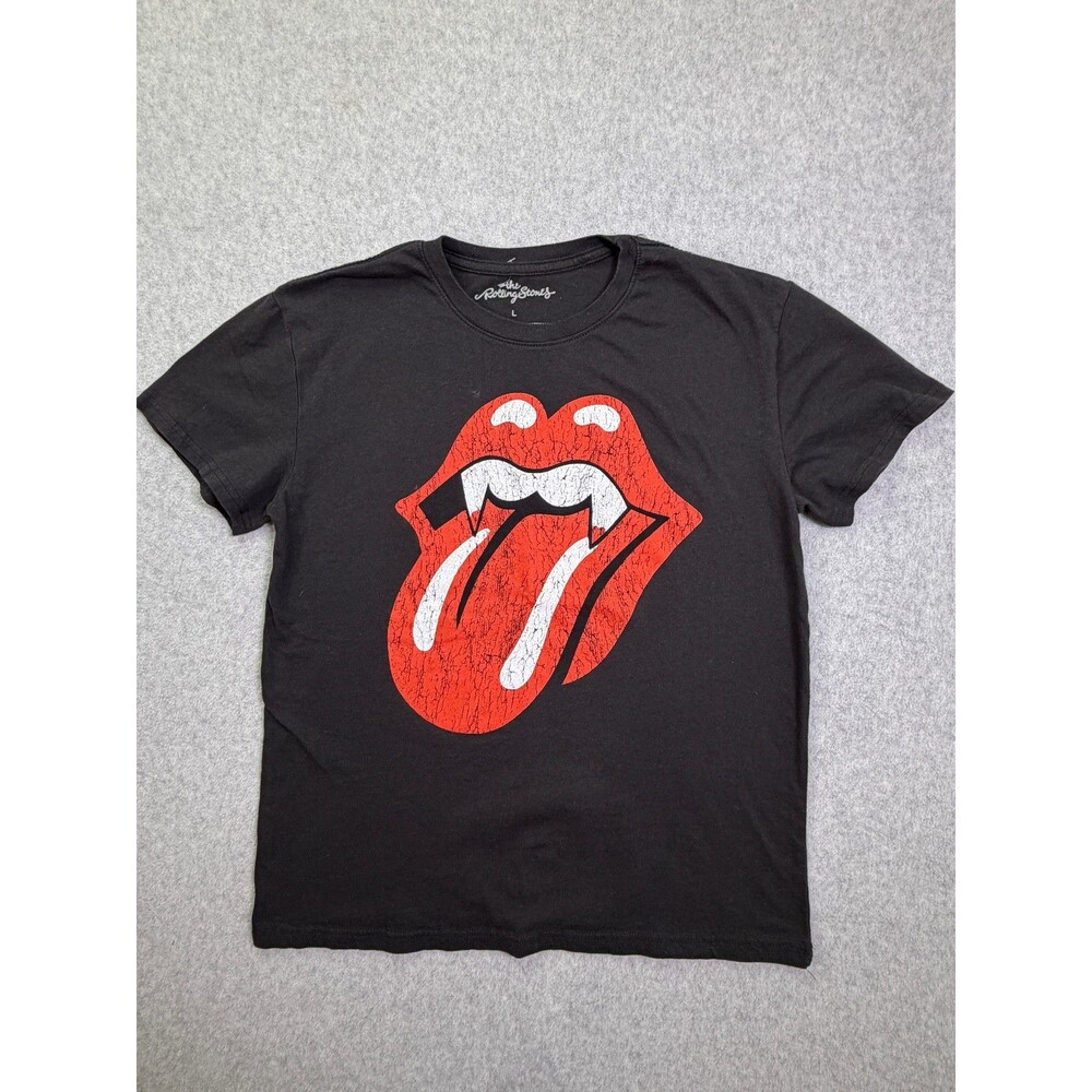 The Rolling Stones T Shirt Men’s Large Black Tongue Logo Band Tee Graphic Concer